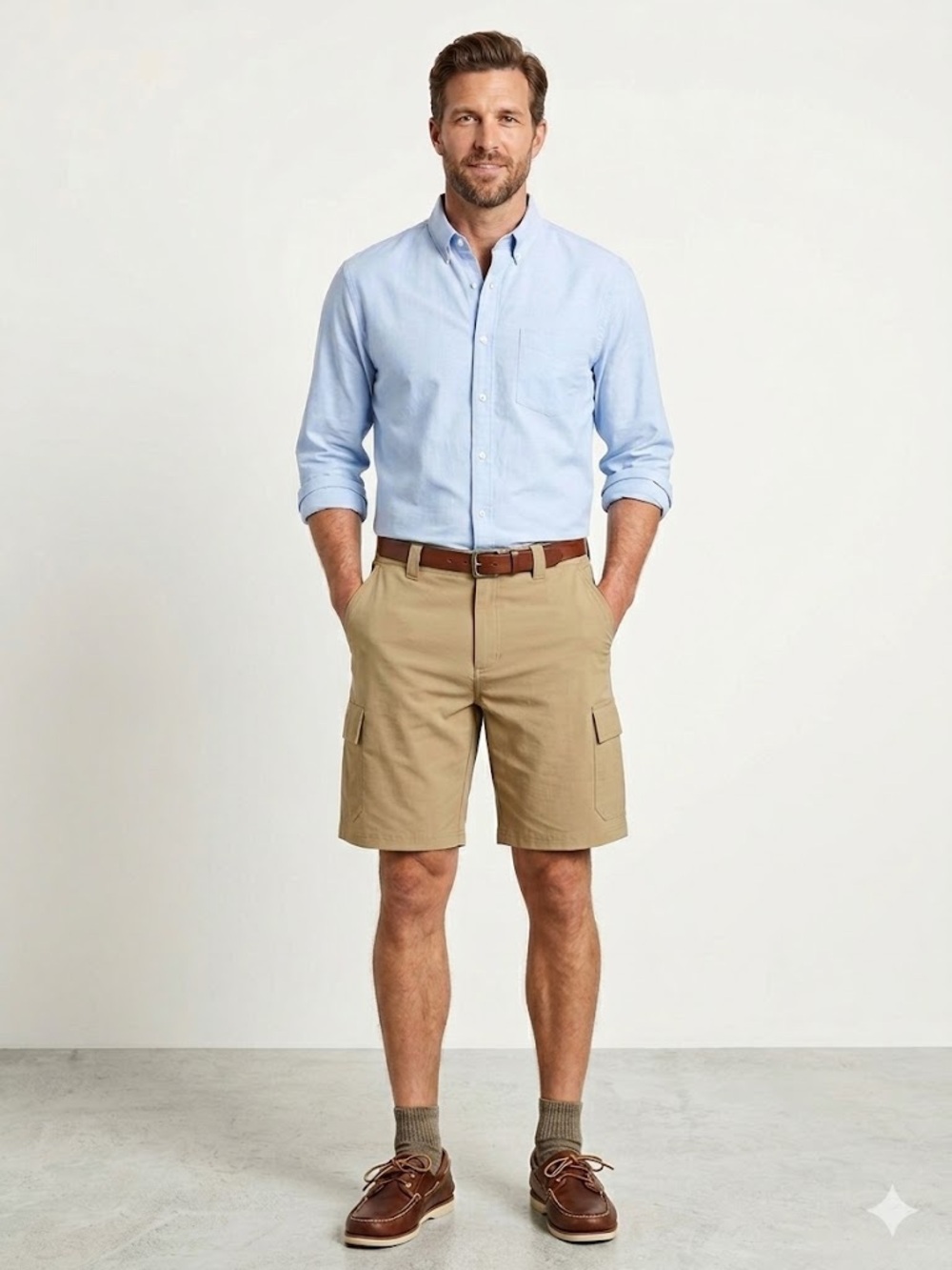 Orvis Tan Cargo Shorts with Pocket Zipper, Size 38 Waist, Nylon Outdoor Khakis